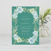 Invitation Mariage Botanique Brumeux de Teinte Téale (Debout devant)