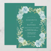 Invitation Mariage Botanique Brumeux de Teinte Téale (Devant / Derrière)