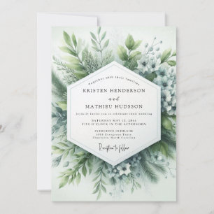 Invitation Mariage botanique brumeux vert sauge