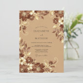 Invitation Mariage Botanique Brun Clair (Debout devant)