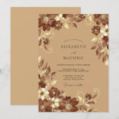 Invitation Mariage Botanique Brun Clair (Devant / Derrière)