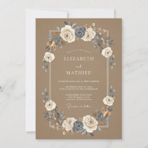 Invitation Mariage Botanique Brun Poli