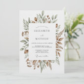 Invitation Mariage Botanique Brun Tan (Debout devant)