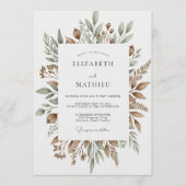Invitation Mariage Botanique Brun Tan (Devant)