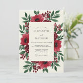Invitation Mariage Botanique Burgundy Bloom (Debout devant)