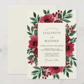 Invitation Mariage Botanique Burgundy Bloom (Devant / Derrière)