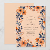 Invitation Mariage Botanique Captivant Abricot (Devant / Derrière)