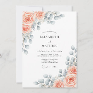 Invitation Mariage Botanique Captivant aux Pêches