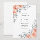 Invitation Mariage Botanique Captivant aux Pêches (Devant / Derrière)