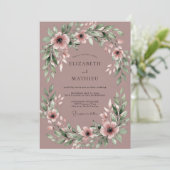 Invitation Mariage Botanique Captivant Mauve (Debout devant)