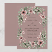 Invitation Mariage Botanique Captivant Mauve (Devant / Derrière)