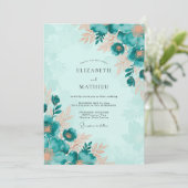Invitation Mariage Botanique Captivant Sarcelle (Debout devant)