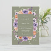 Invitation Mariage Botanique Captivant Vert Sauge (Debout devant)