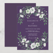 Invitation Mariage Botanique Céleste au Plum (Devant / Derrière)