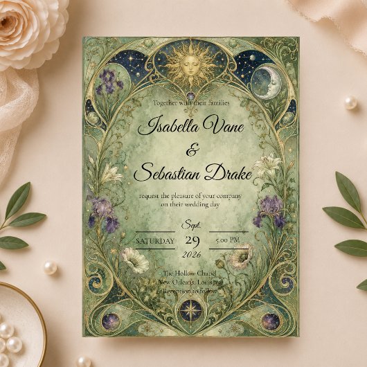 Invitation Mariage Botanique Céleste Éthéré