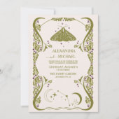 Invitation Mariage Botanique Céleste Vert Vintage  (Devant)