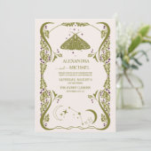 Invitation Mariage Botanique Céleste Vert Vintage  (Debout devant)