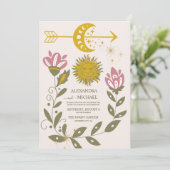 Invitation Mariage Botanique Céleste Vintage (Debout devant)