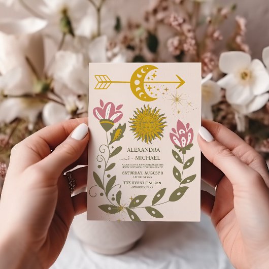 Invitation Mariage Botanique Céleste Vintage