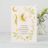 Invitation Mariage Botanique Céleste Vintage Monogramme (Debout devant)