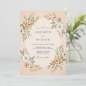 Invitation Mariage Botanique Champagne Blush (Debout devant)