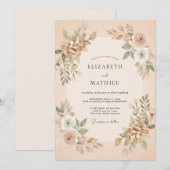 Invitation Mariage Botanique Champagne Blush (Devant / Derrière)