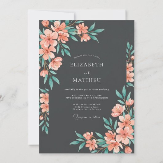 Invitation Mariage Botanique Charbon Humeur (Devant)