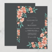 Invitation Mariage Botanique Charbon Humeur (Devant / Derrière)