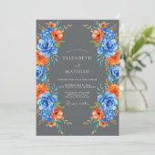 Invitation Mariage Botanique Charbon Vif (Debout devant)