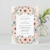 Invitation Mariage Botanique Charmant aux Pêches (Debout devant)