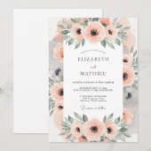 Invitation Mariage Botanique Charmant aux Pêches (Devant / Derrière)