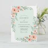 Invitation Mariage Botanique Charmant Vert Menthe (Debout devant)