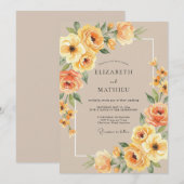 Invitation Mariage Botanique Chaud Ambré (Devant / Derrière)