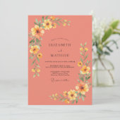 Invitation Mariage Botanique Chaud Doré Corail (Debout devant)