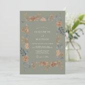 Invitation Mariage Botanique Chaud Vert Mousse (Debout devant)