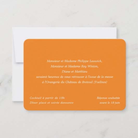 Invitation Mariage botanique chic agrus orange (Devant)