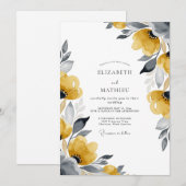 Invitation Mariage Botanique Chic Moutarde (Devant / Derrière)