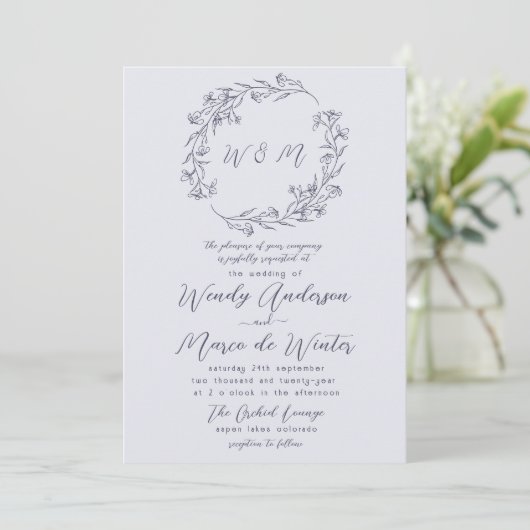 Invitation Mariage botanique Chromatique Minimal (Debout devant)