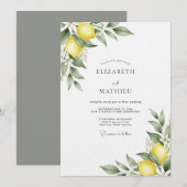 Invitation Mariage Botanique Citron Jaune (Devant / Derrière)