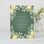 Invitation Mariage Botanique Citron Vert Olive (Debout devant)