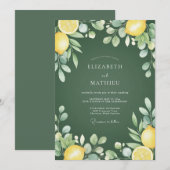 Invitation Mariage Botanique Citron Vert Olive (Devant / Derrière)