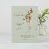 Invitation Mariage Botanique Clair Sage Sans Parents (Debout devant)