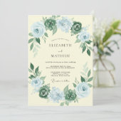 Invitation Mariage Botanique Classique Vert Émeraude (Debout devant)