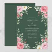 Invitation Mariage Botanique Classique Vert Forêt (Devant / Derrière)