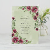 Invitation Mariage Botanique Classique Vert Sauge (Debout devant)