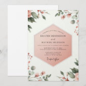 Invitation Mariage botanique Corail Blush Whimsy (Devant / Derrière)