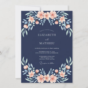 Invitation Mariage Botanique Corail de la Marine