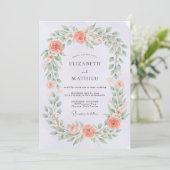 Invitation Mariage Botanique Corail Douce (Debout devant)