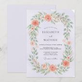 Invitation Mariage Botanique Corail Douce (Devant / Derrière)