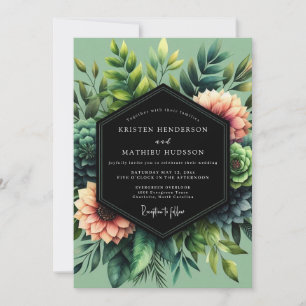 Invitation Mariage Botanique Corail Sage